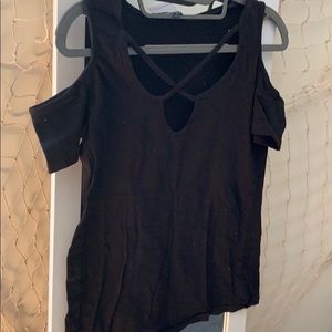 Off Shoulder Black Criss Cross Top